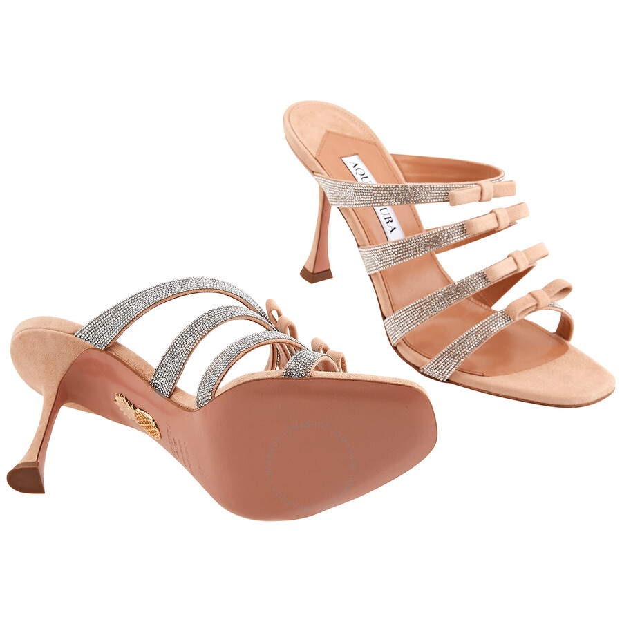 Aquazzura Ladies New Nude Tali 85 Bow Detail Sandals