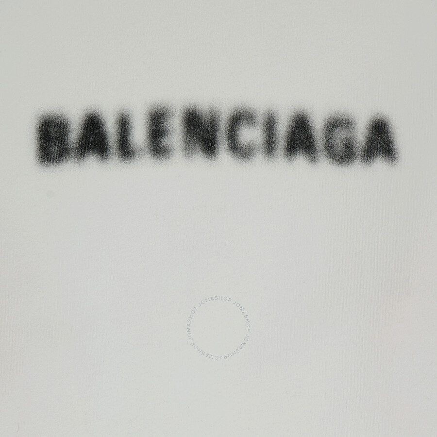 Balenciaga Men's White / Black Blurry Logo Oversized Hoodie