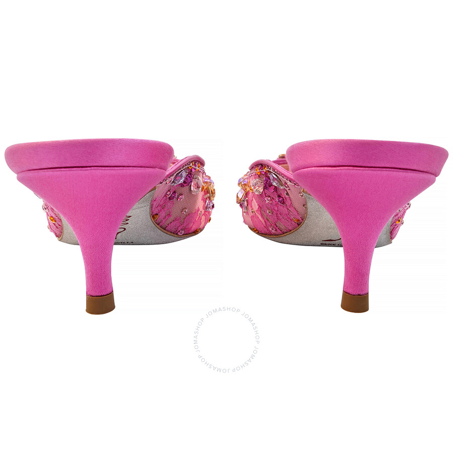 Rene Caovilla Ladies Hina 50 Crystal Fuchsia Mules