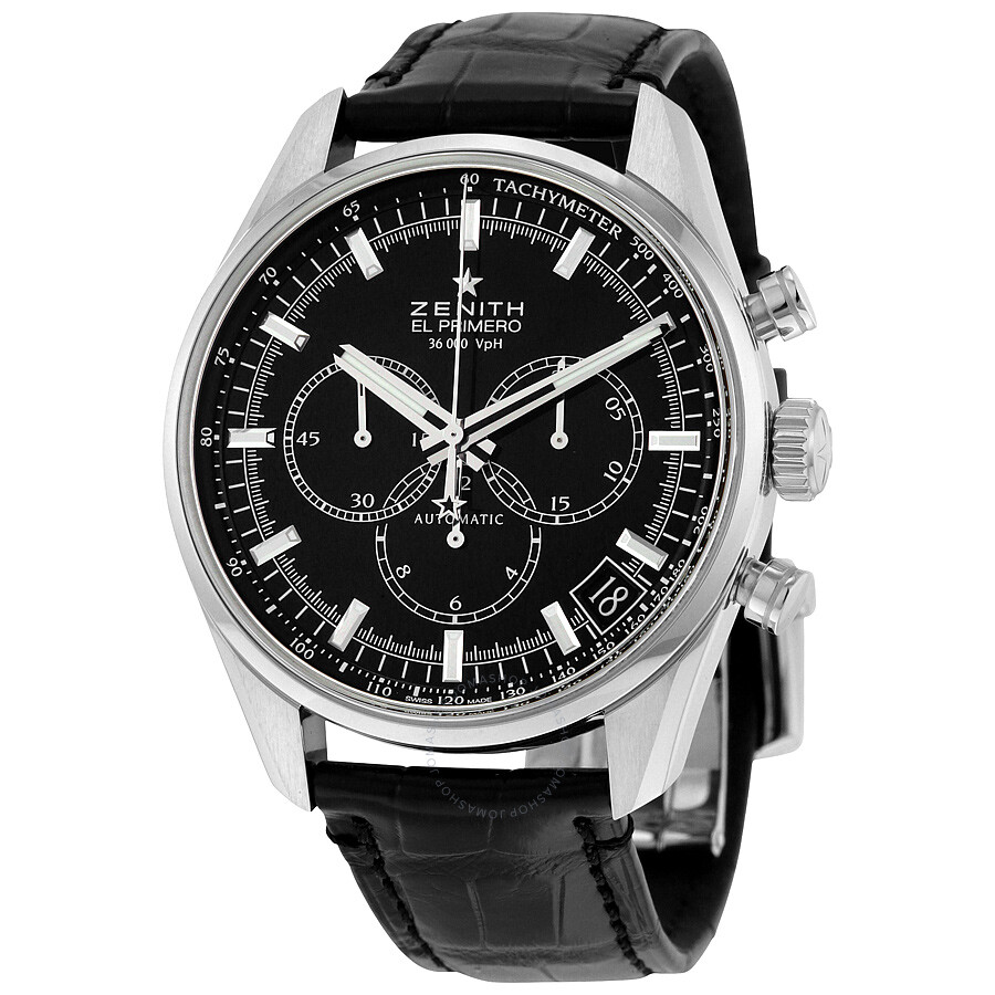 Zenith El Primero 36'000 VpH Black Dial Chronograph Automatic Men's Watch 03208040021C496