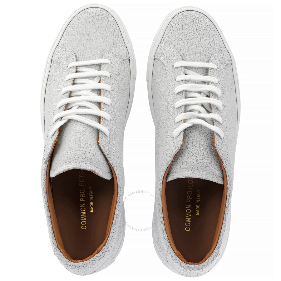 Common Projects Men's Cracked White Achilles Low-Top Sneakers