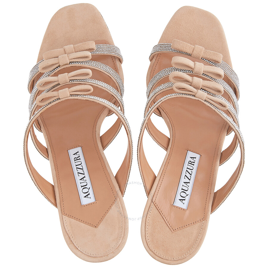 Aquazzura Ladies New Nude Tali 85 Bow Detail Sandals