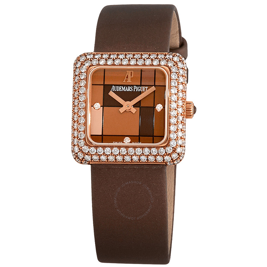 Audemars Piguet Brown Dial 18K Rose Gold Diamond Ladies Watch 77215OR.ZZ.A080SU.01