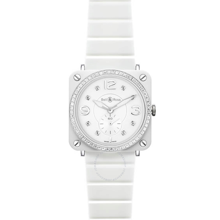 Bell and Ross Aviation White Ceramic Diamond Unisex Watch BRS-WHT-CERT-PHT