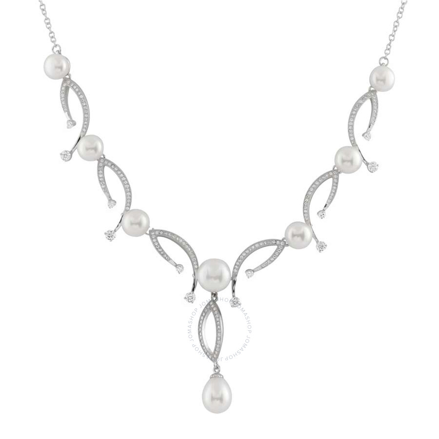 Bella Pearl Y Shaped Fancy Sterling Silver Pearl Necklace