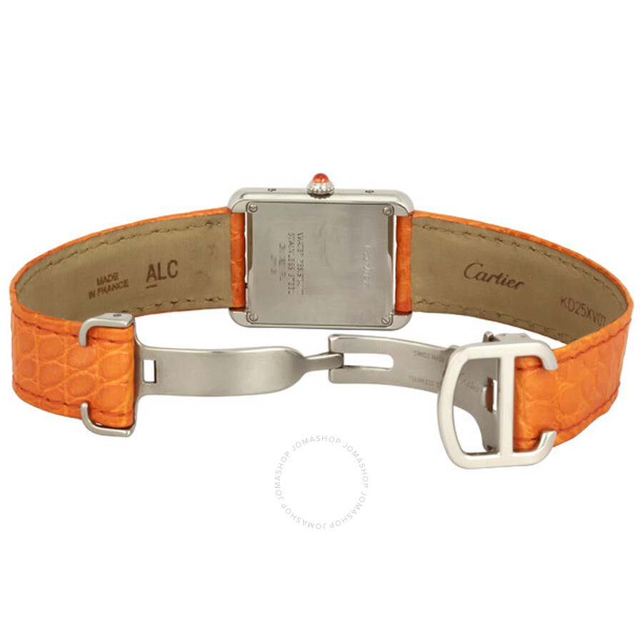 Cartier Tank Solo Steel Orange Alligator Ladies Watch W1019455