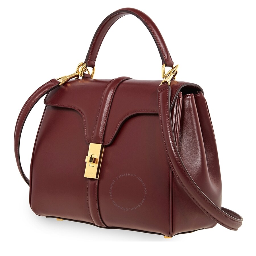 Celine Ladies Burgundy Small 16 Shoulder Bag in Satinated Calfskin