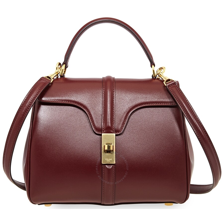 Celine Ladies Burgundy Small 16 Shoulder Bag in Satinated Calfskin