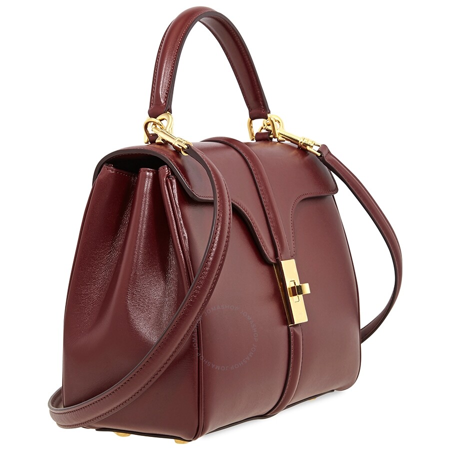 Celine Ladies Burgundy Small 16 Shoulder Bag in Satinated Calfskin