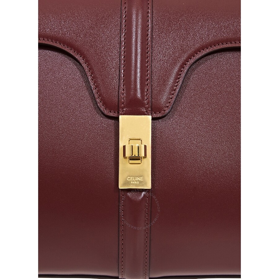 Celine Ladies Burgundy Small 16 Shoulder Bag in Satinated Calfskin