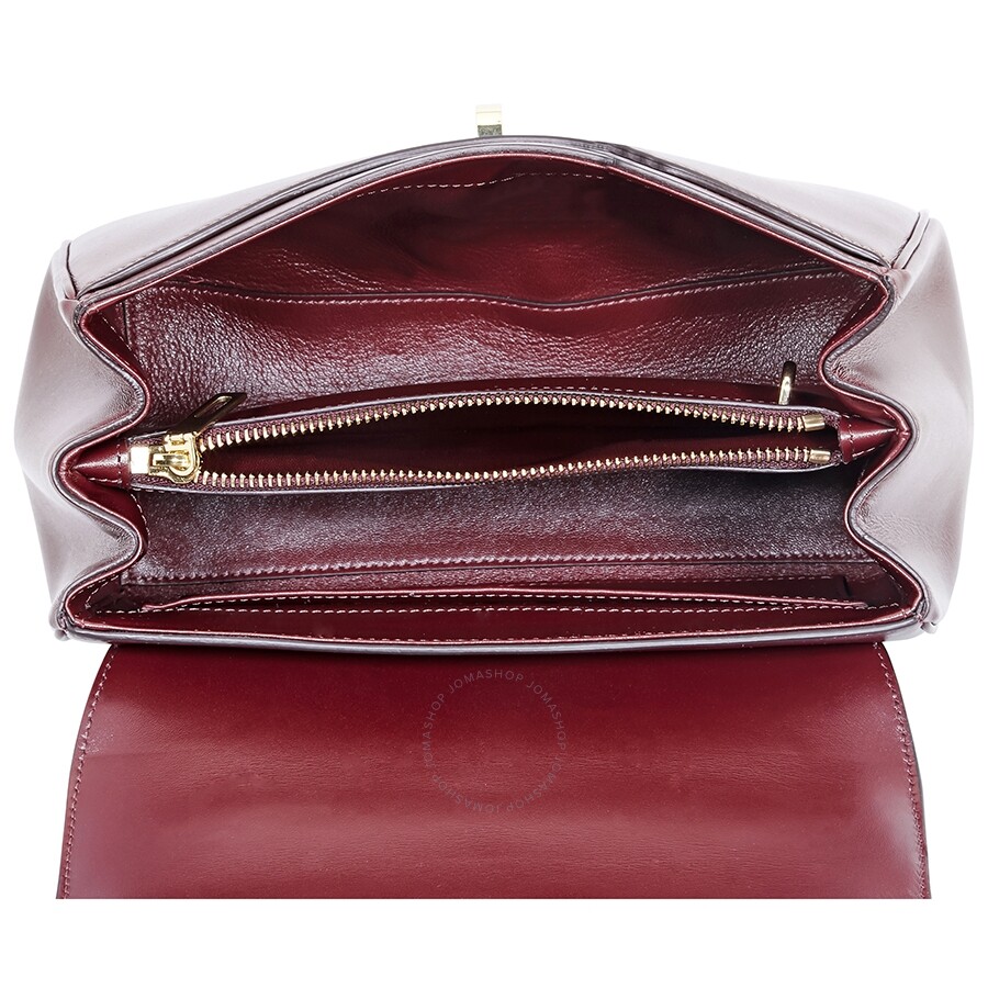 Celine Ladies Burgundy Small 16 Shoulder Bag in Satinated Calfskin