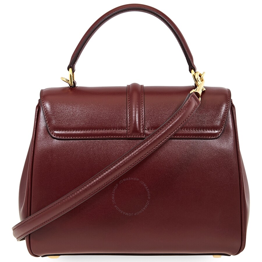 Celine Ladies Burgundy Small 16 Shoulder Bag in Satinated Calfskin