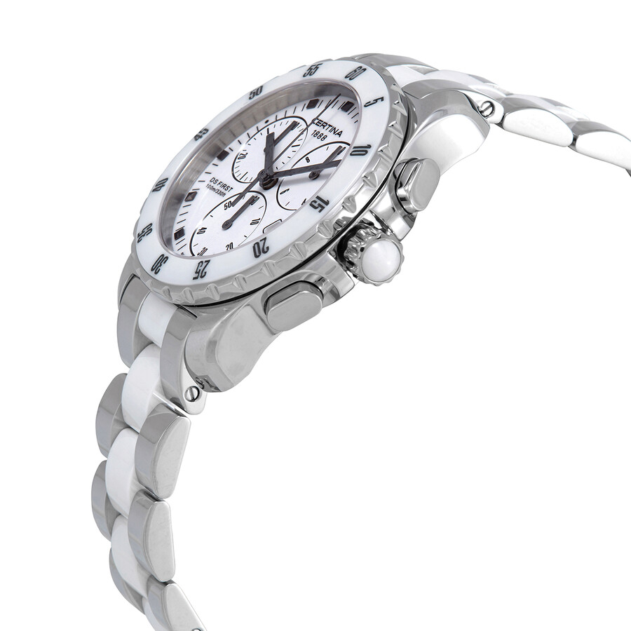 Certina DS First Lady Ceramic Chronograph Quartz White Dial Ladies Watch C014.217.11.011.01