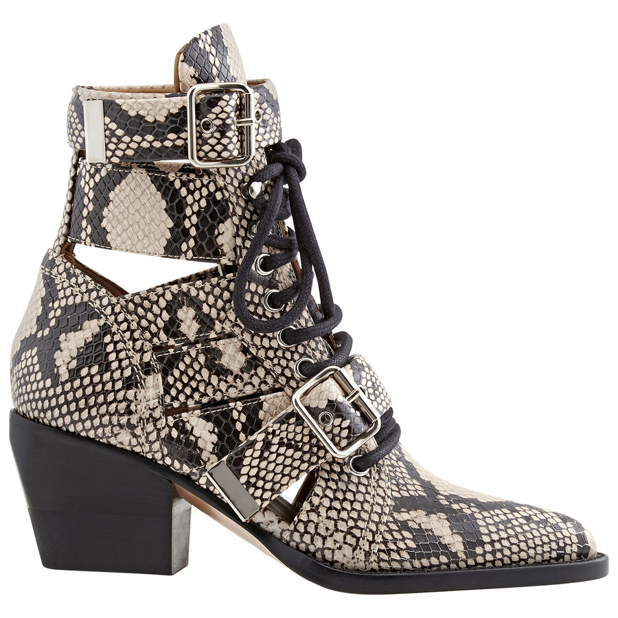 Chloe Ladies Python Boots In Grey