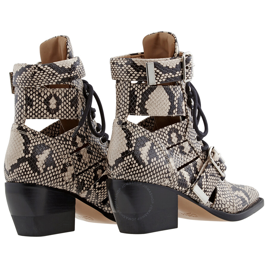 Chloe Ladies Python Boots In Grey