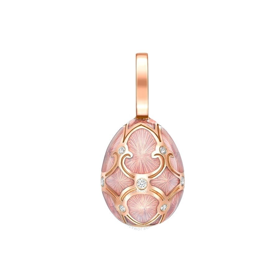 Faberge Heritage Rose Gold Diamond & Pink Guilloché Enamel Egg Charm 701EC1449