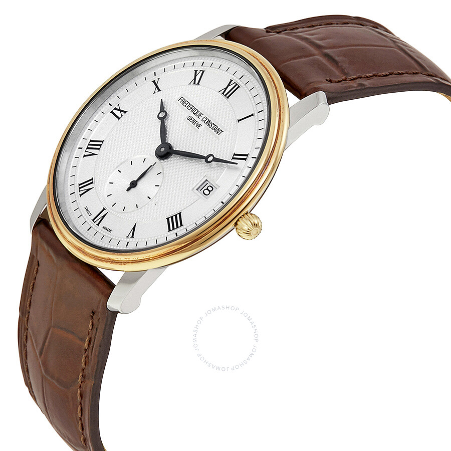 Frederique Constant Slim Line Quartz Silver Guilloche Gold-Plated Men's Watch