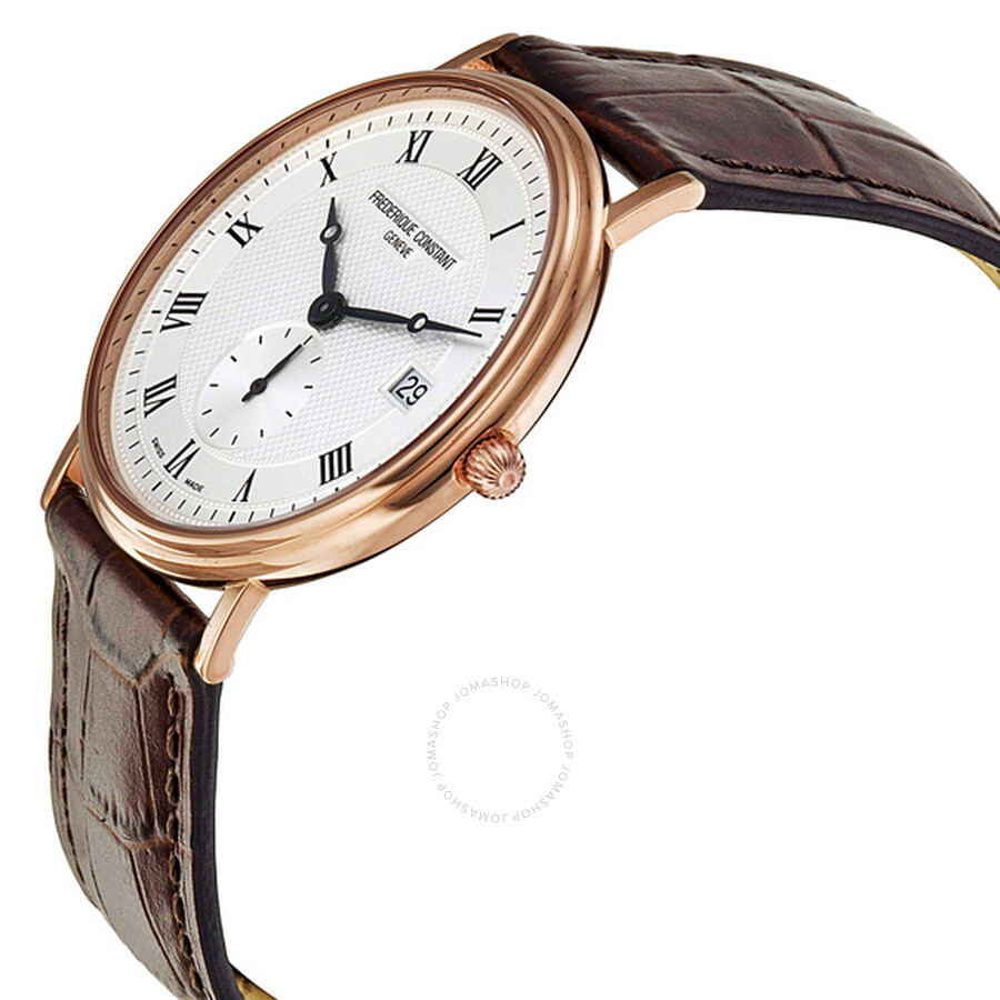 Frederique Constant Slim Line Rose Gold Brown Leather Men's Watch FC-245M4S9