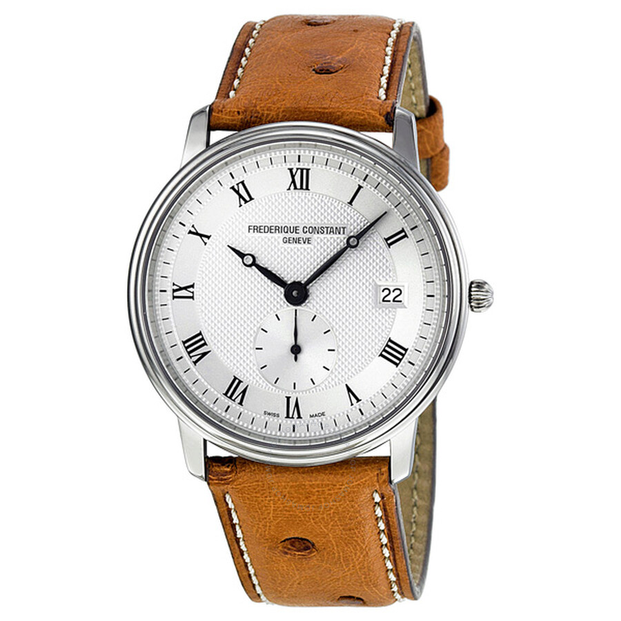 Frederique Constant Slim Line White Dial Brown Leather Strap Men's Watch FC-245M4S6OS