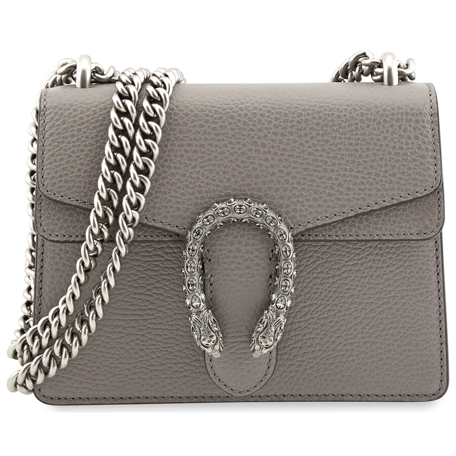 Gucci Ladies Grey Dionysus Leather Mini Bag