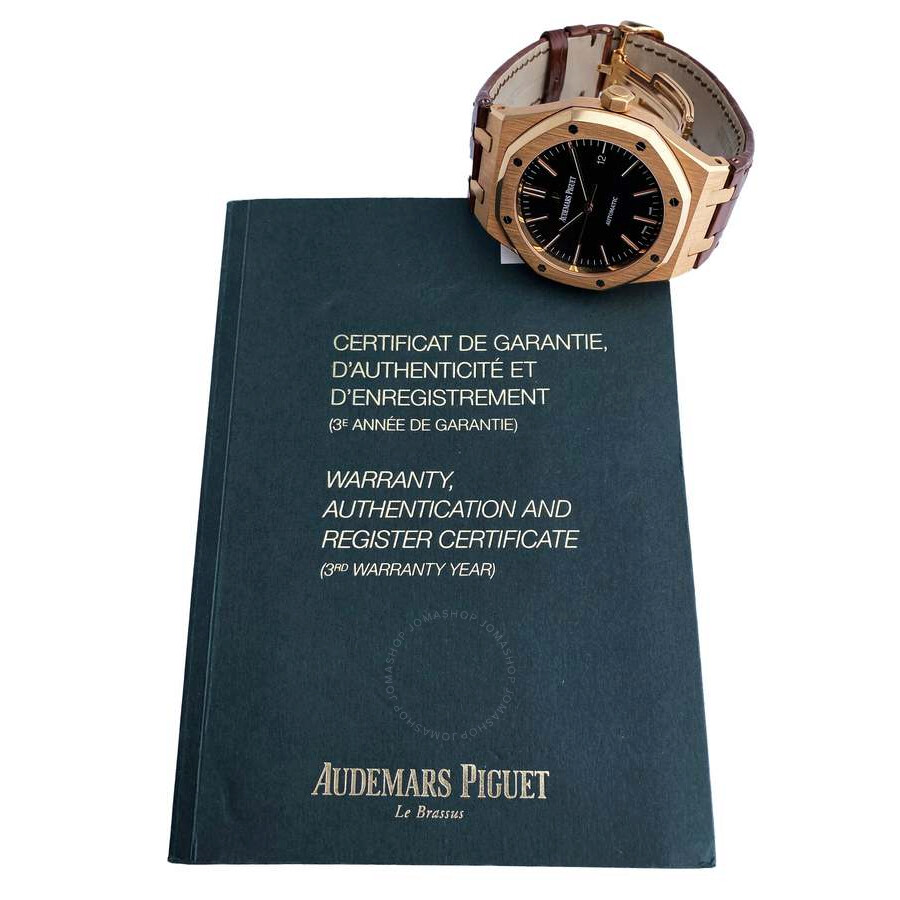 Pre-owned Audemars Piguet Royal Oak Black Grande Tapisserie Dial Men's Watch 15400OR.OO.D002CR.01