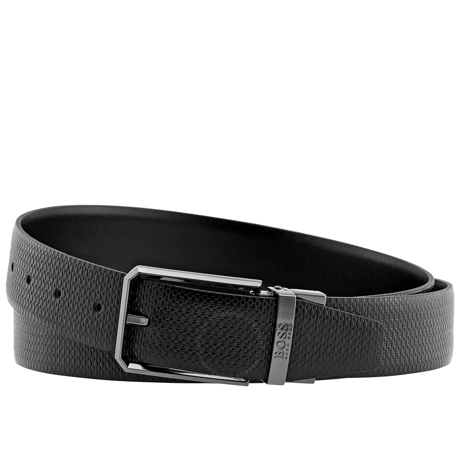 Hugo Boss Men's Detachable Buckle Leather Belt In Black