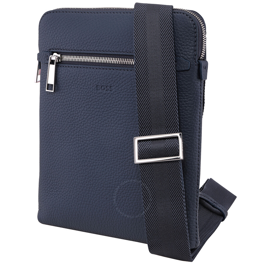 Hugo Boss Navy Grained Italian Leather Envelope Bag