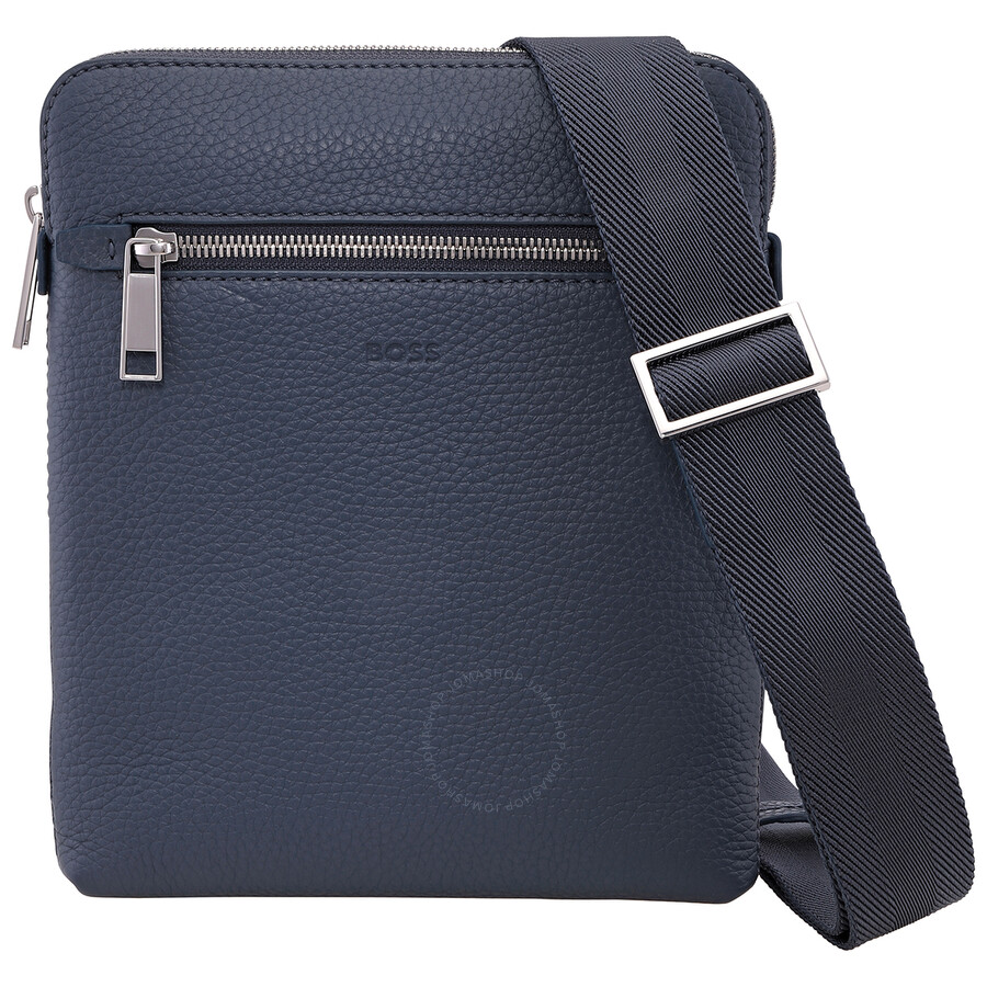 Hugo Boss Navy Grained Italian Leather Envelope Bag