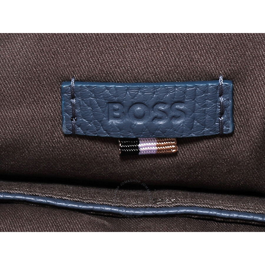 Hugo Boss Navy Grained Italian Leather Envelope Bag