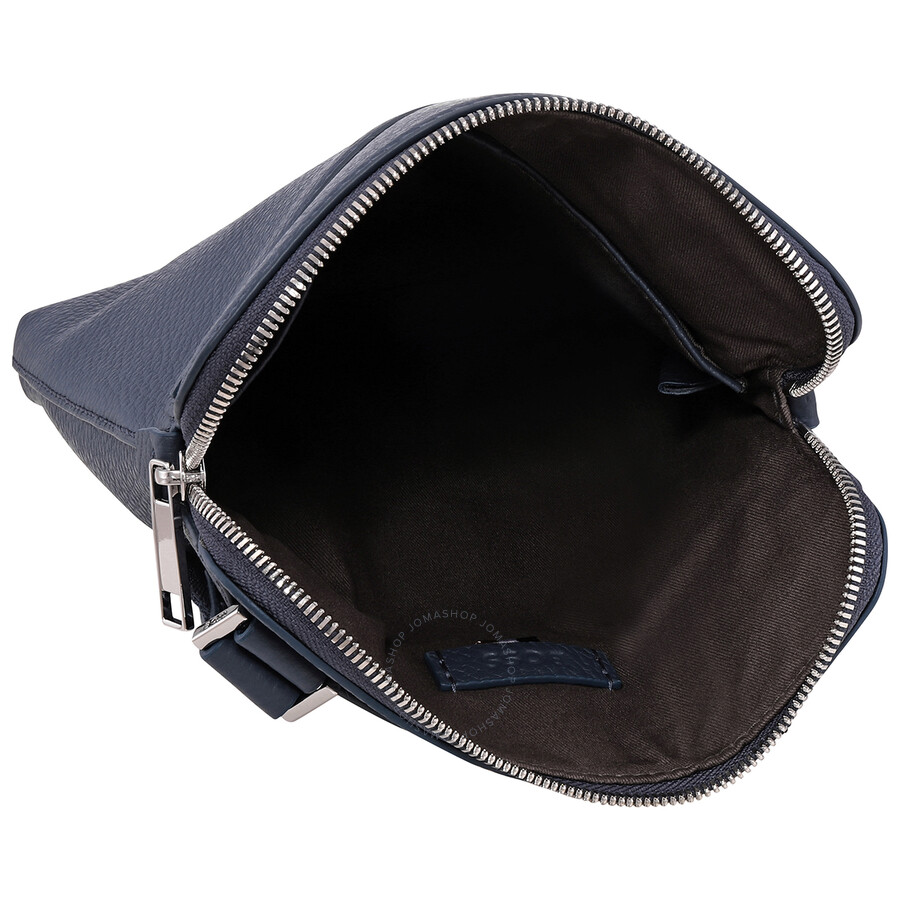 Hugo Boss Navy Grained Italian Leather Envelope Bag