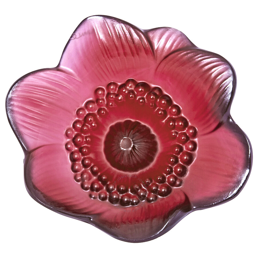 Lalique Anemone Flower Sculpture Red Crystal 10443200