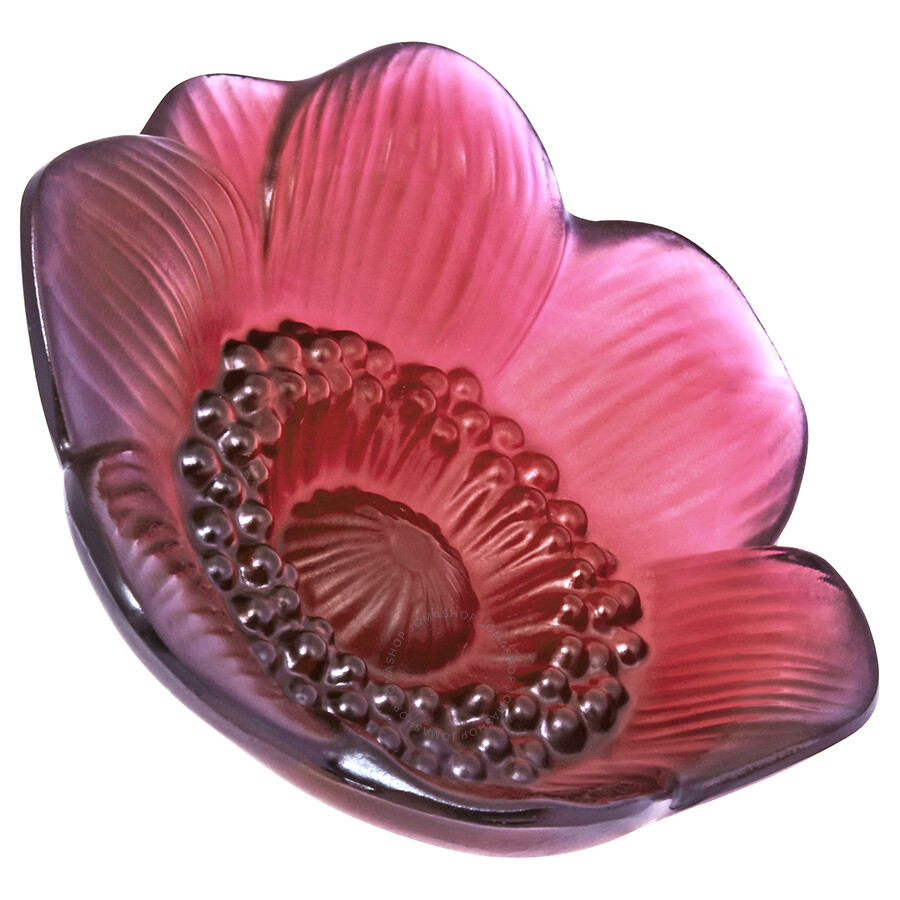 Lalique Anemone Flower Sculpture Red Crystal 10443200