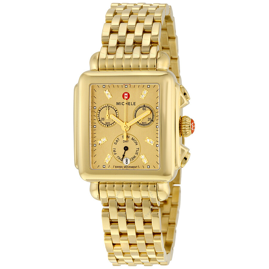 Michele Deco Gold Metallic Dial Gold-plated Ladies Watch MWW06P000244