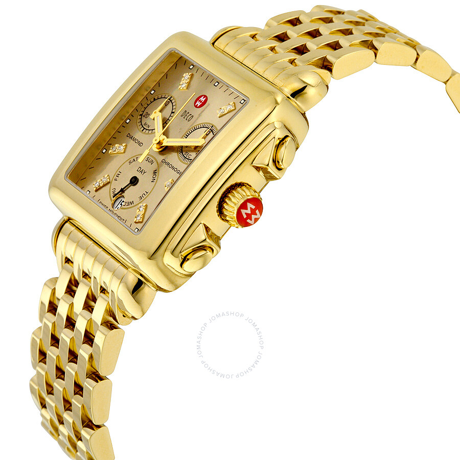 Michele Deco Gold Metallic Dial Gold-plated Ladies Watch MWW06P000244