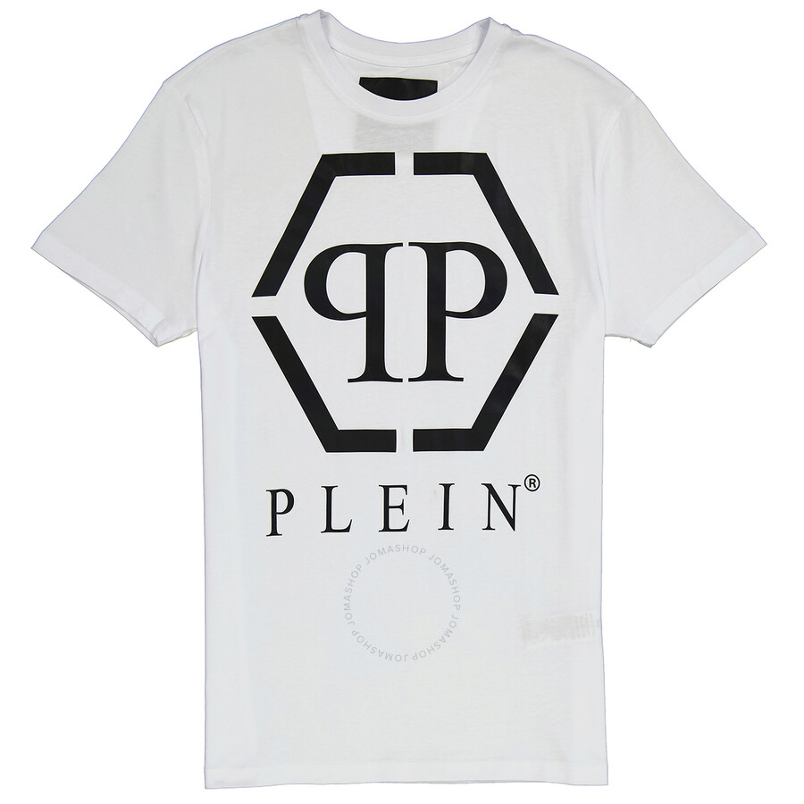 Philipp Plein Hexagon Logo Stretch Cotton Jersey T-shirt In White