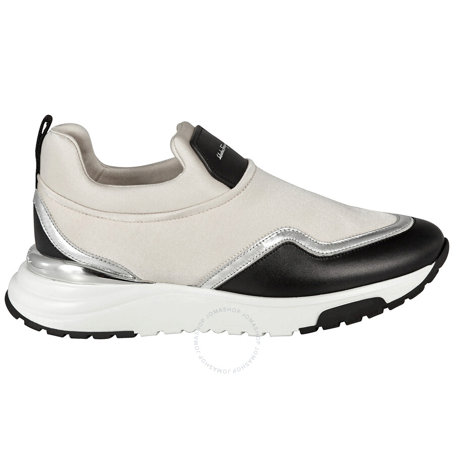 Salvatore Ferragamo White/Black Columbia Low Top Sneakers