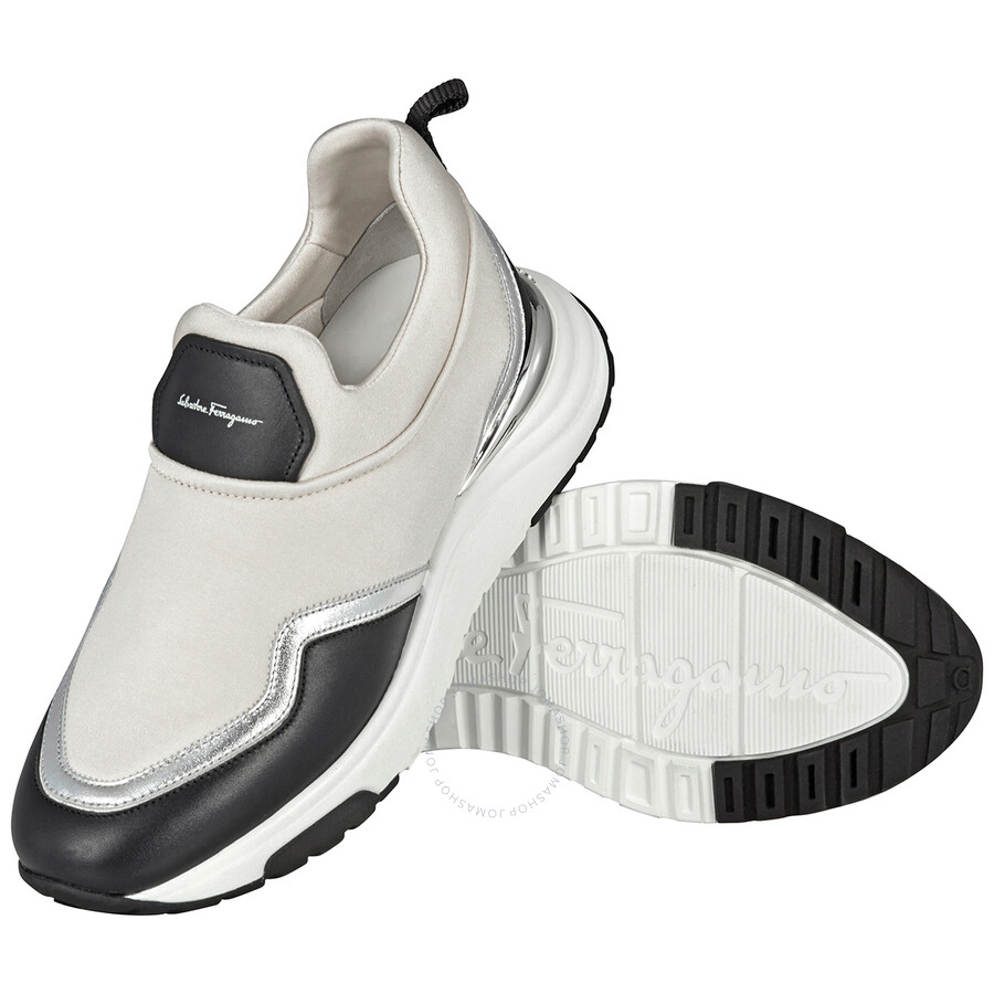 Salvatore Ferragamo White/Black Columbia Low Top Sneakers