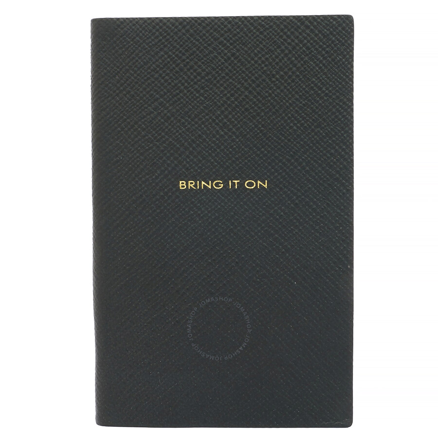 Smythson Bring It On Panama Leather Notebook in Black