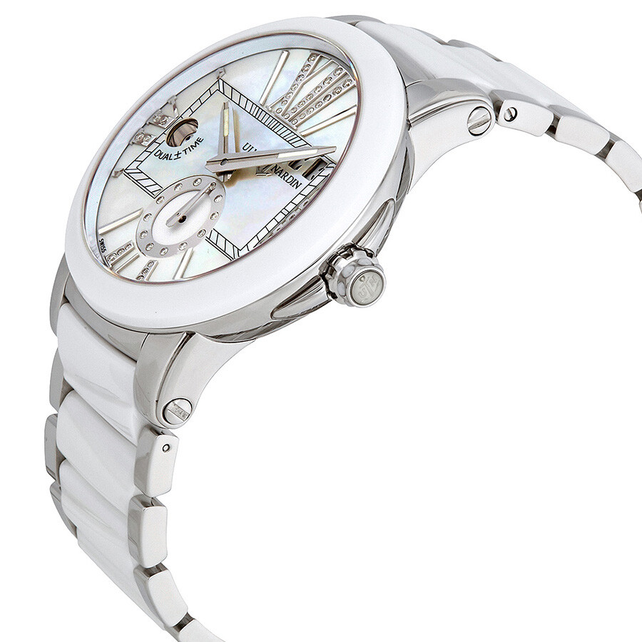 Ulysse Nardin Executive Dual Time Mother Of Pearl Dial Ladies GMT Watch 243-10-7/391