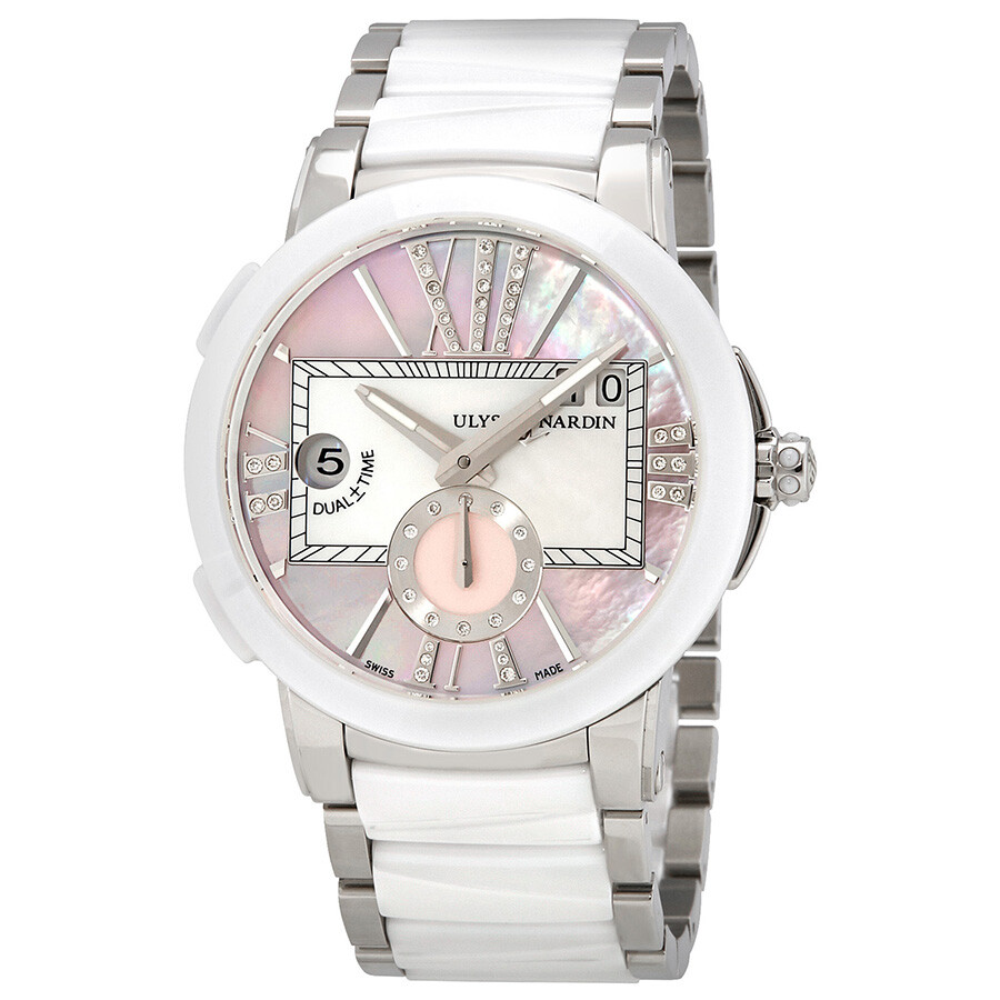 Ulysse Nardin Pink Mother Of Pearl Dial Ladies GMT Watch 243-10-7/397