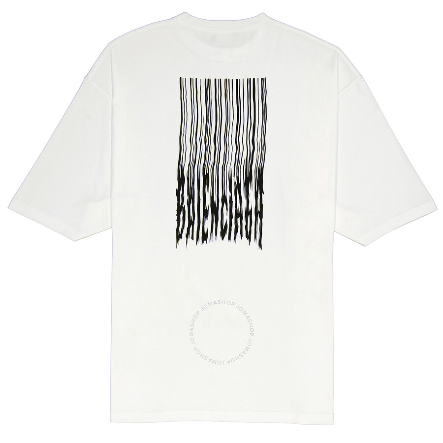 Balenciaga Men's White / Black Barcode Logo Oversize Tee