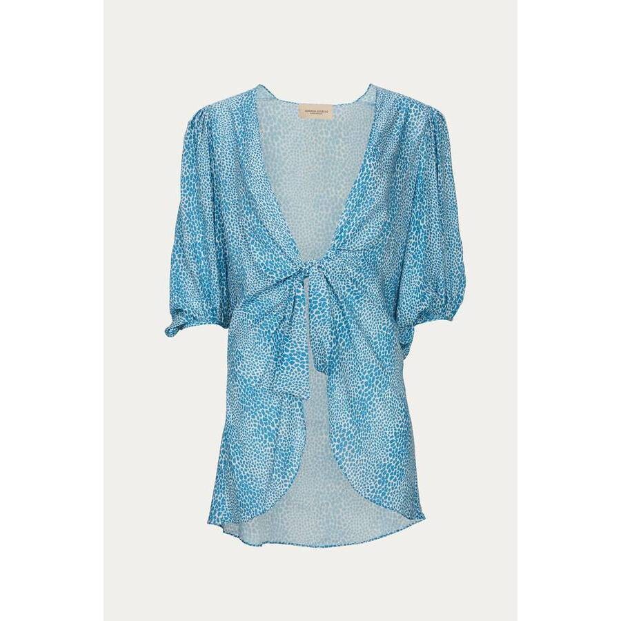 Adriana Degreas Ladies Voluminous Sleeves And Knot Cover-Up Tortoise